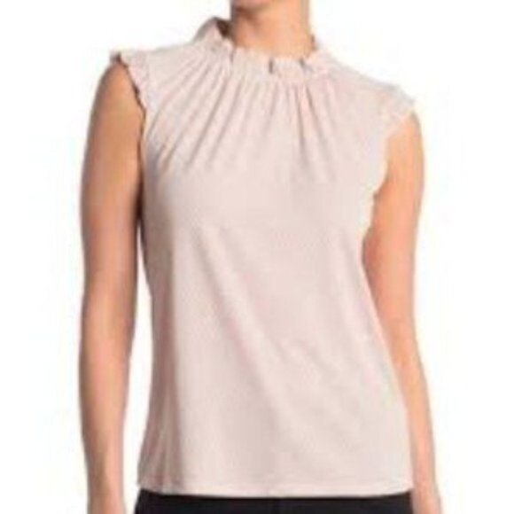 Adrianna Papell Ruffled Cap Sleeve Mini Polka Dot Blouse Top Size XL - Picture 2 of 11